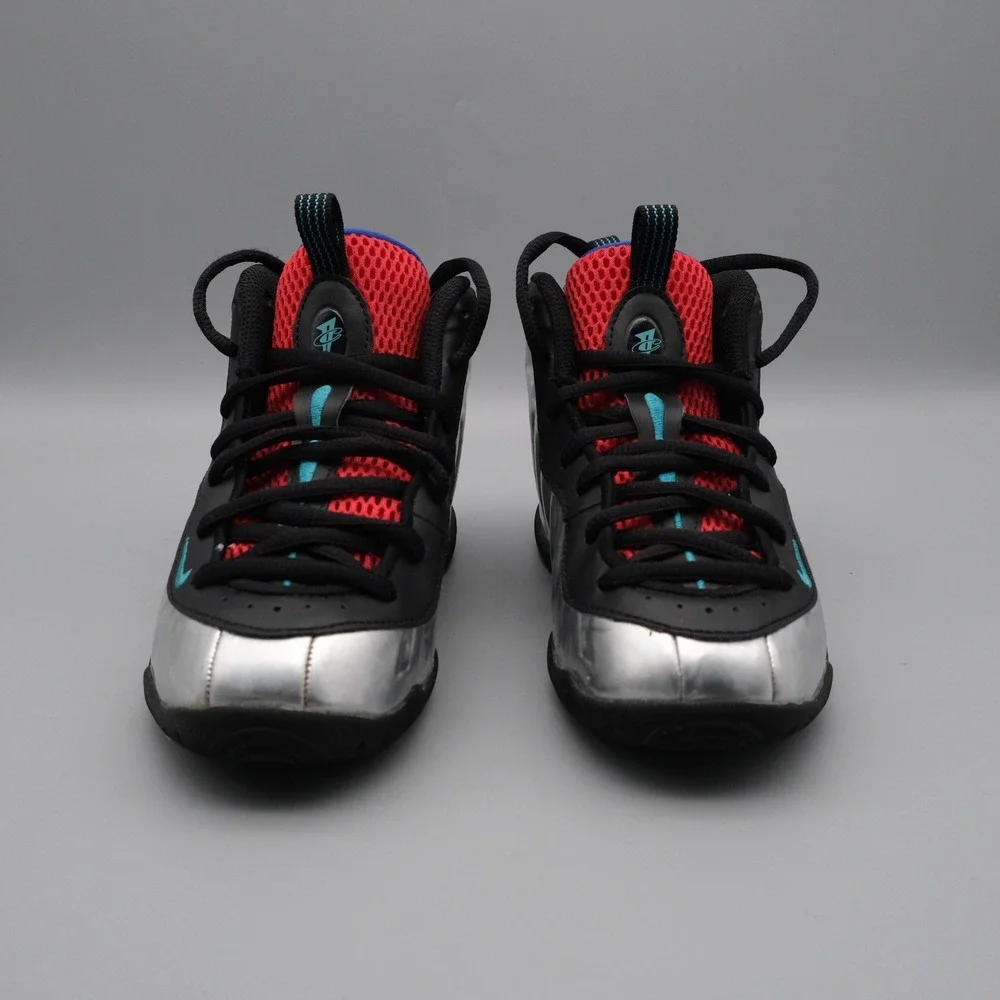 Nike Little Posite One Kids Silver Red Blue Metallic Futuristic 13C FJ3304-001